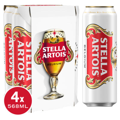 Stella Artois Premium Lager Beer 4x568ml Cans (British brand)
