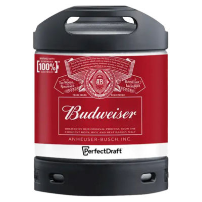 Budweiser lager beer PerfectDraft 6L, imported from the UK