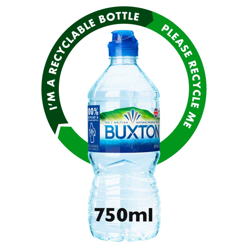 Buxton still natural mineral water 750ml sports cap, imported from the UK