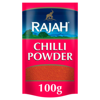 Rajah Chilli Powder Ground Spices 100g packaging (British brand)