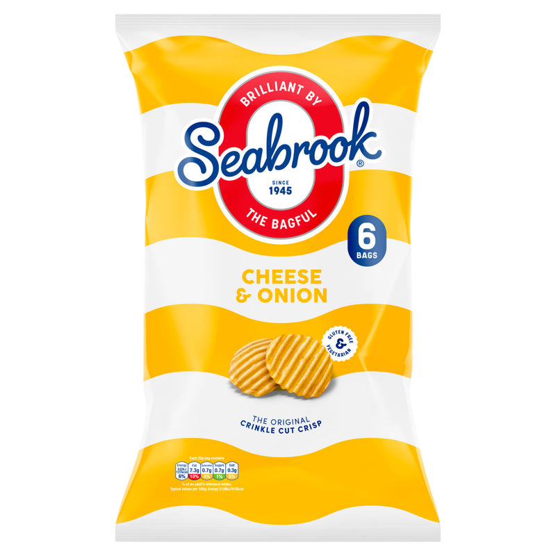 Seabrook Cheese & Onion Crisps 6 x 25g (British brand)