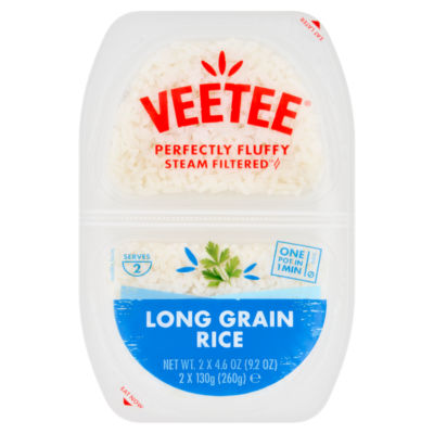 Veetee long grain steamed rice 2 x 130g (260g) (British brand)