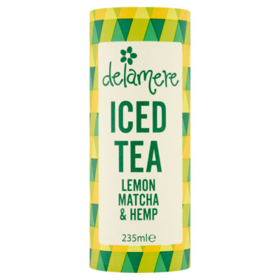 Delamere Lemon Matcha and Hemp Iced Tea 235ml, imported from the UK