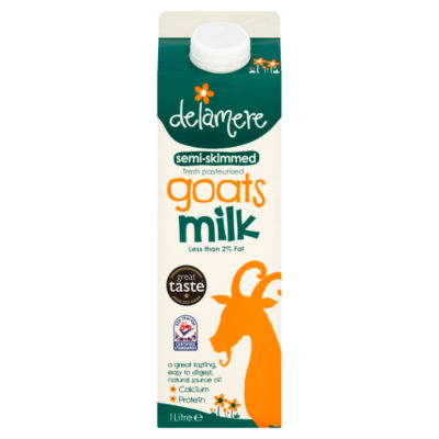 ASDA Delamere Semi Skimmed Fresh Goats Milk 1 Litre Carton- Buy online at McGrocer
