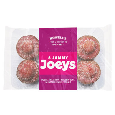 Howells Jammy Joeys soft madeira buns raspberry coconut (British brand)