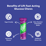 Lift glucose chews blueberry burst 40g, UK version