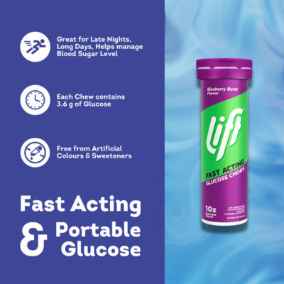 Lift glucose chews blueberry burst 40g, UK version