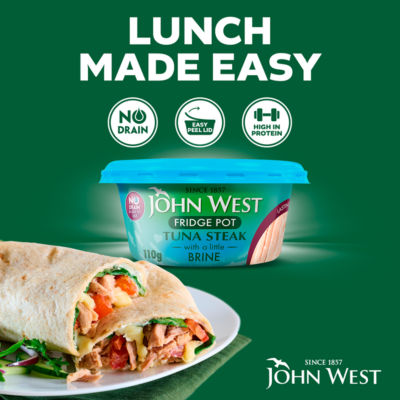 John West No Drain Fridge Pot Tuna Steak with a Little Brine
