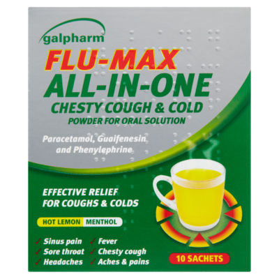 Galpharm Flu-Max chesty cough powder sachets - British product