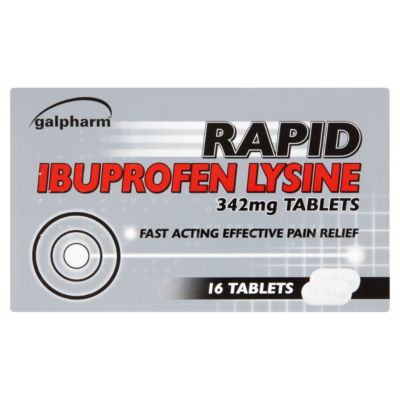 Galpharm Rapid Ibuprofen Lysine 342mg tablets 16 tablets, UK version