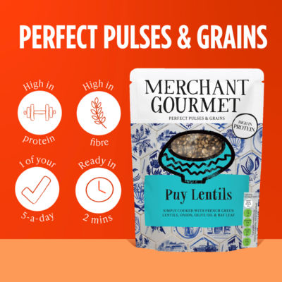 Merchant Gourmet Puy lentils 250g, imported from the UK