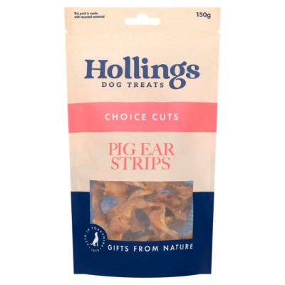 ASDA Hollings Choice Cuts Pig Ear Strips Dog Treats 150g- Buy online at McGrocer