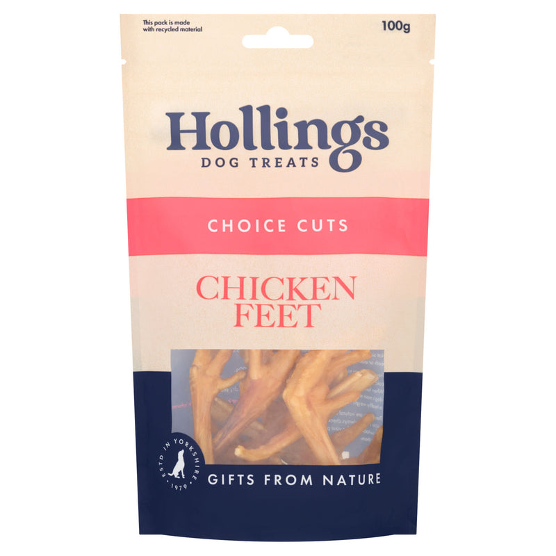 Hollings chicken feet dog treats 100g, UK version
