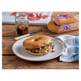 New York Bakery seeded bagel thins 4 pack, imported from the UK