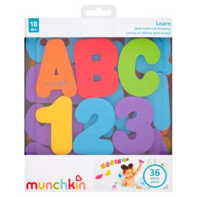 Munchkin 36-piece Letters & Numbers bath toy, imported from the UK