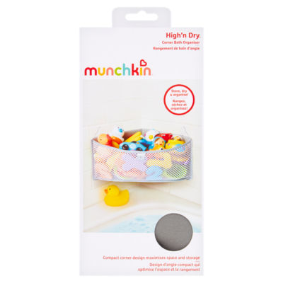 Munchkin High'n Dry Corner Bath Organiser, imported from the UK