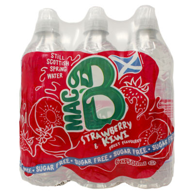 Mac B strawberry kiwi flavoured spring water 6x500ml - British product
