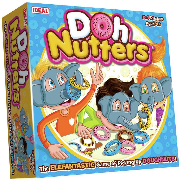 Doh Nutters Game with elephant masks and doughnuts (British brand)