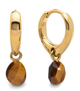 Harrods Monica Vinader Gold Vermeil and Tiger's Eye Nura Huggie Earrings 1cm x 0.3cm- Buy online at McGrocer