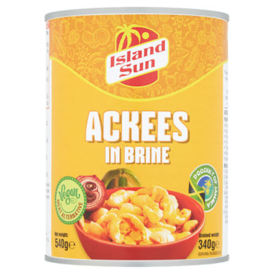 Island Sun ackees in brine 540g, imported from the UK