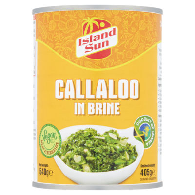 Island Sun canned callaloo in brine 540g (British brand)