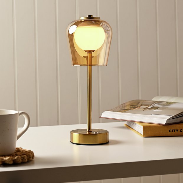 Hestia bronze touch table lamp with glass shade (British brand)