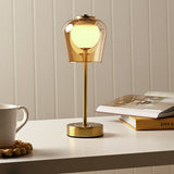 Hestia bronze touch table lamp with glass shade (British brand)