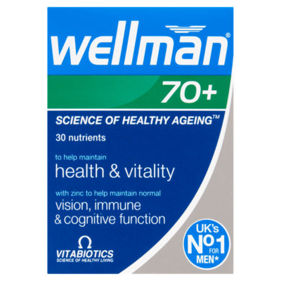 Vitabiotics Wellman 70+ men's multivitamin tablets 30 tablets (British brand)