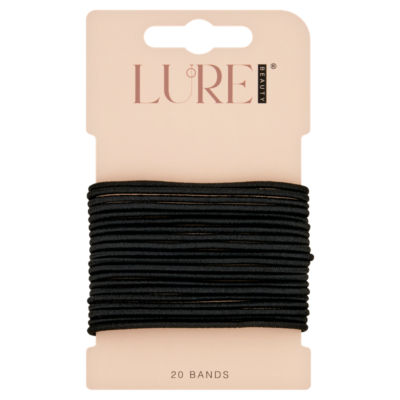 Lure Beauty 20 thin snagfree hair bands black, UK version