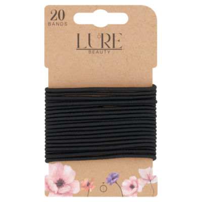 Lure Beauty 20 thin snagfree hair bands black, UK version