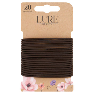 Lure Beauty 20 thin snagfree brown hair bands, UK version