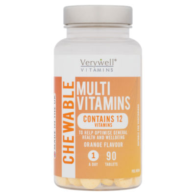 Verywell Chewable Multi Vitamins Orange Flavour 90 Tablets, imported from the UK