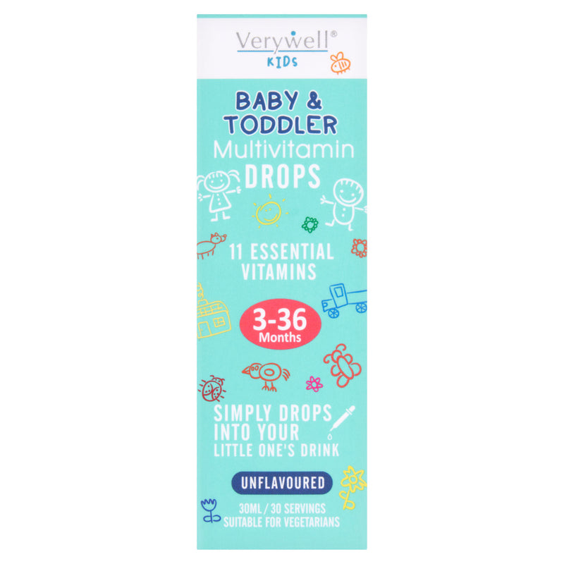 Verywell Kids Multivitamin Drops Unflavoured 30ml (British brand)