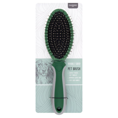 Pampered Paws double sided pet brush, imported from the UK