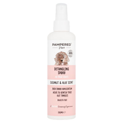 Pampered Paws detangling spray coconut and aloe 200ml, UK version