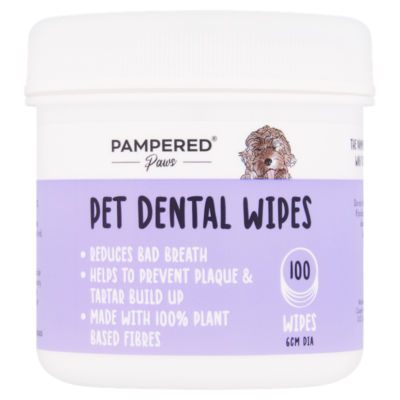 Pampered Paws pet dental wipes, UK version