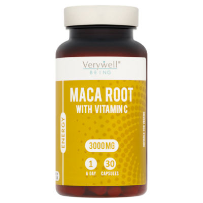 Verywell Being Maca Root supplement with Vitamin C 30 capsules, imported from the UK