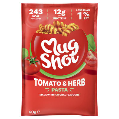 Mug Shot tomato and herb pasta shapes 64g, imported from the UK