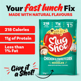 Mug Shot chicken & sweetcorn noodles 54g, imported from the UK