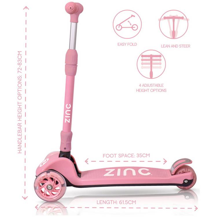 Zinc T-Motion foldable scooter pink - British product