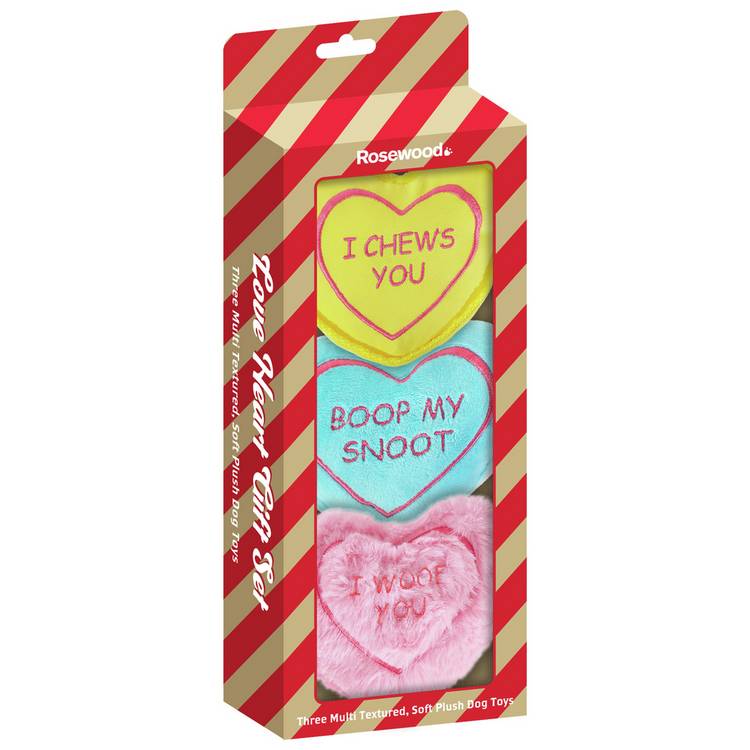 Rosewood Love Heart dog toy gift set, 30cm tall, UK version