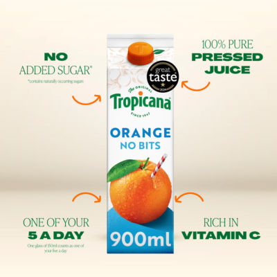 Tropicana smooth orange juice 900ml (British brand)