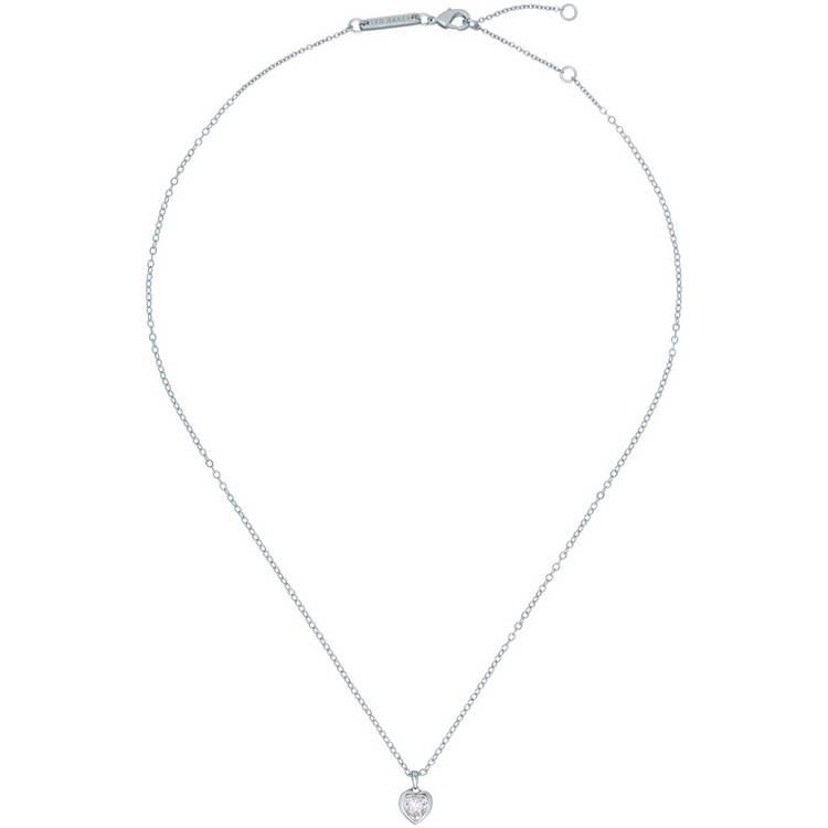 Ted Baker silver heart pendant necklace with crystal, imported from the UK