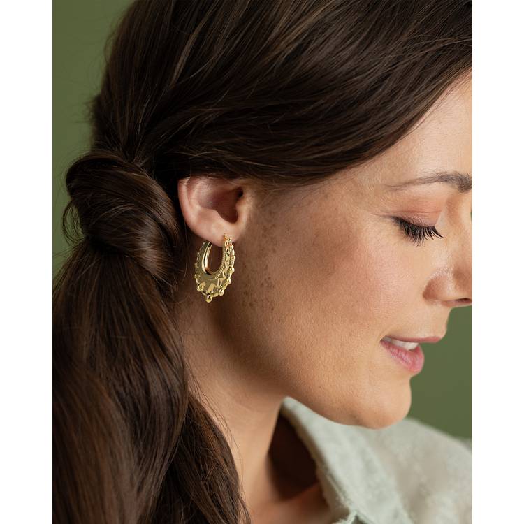 Revere 9ct gold bonded sterling silver creole earrings - British product