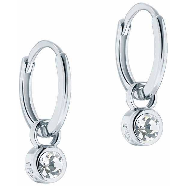 Ted Baker crystal huggie earrings silver-tone 13.6mm drop, imported from the UK