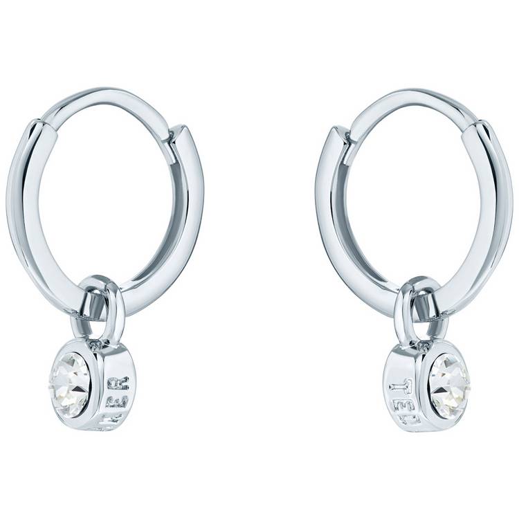 Ted Baker crystal huggie earrings silver-tone 13.6mm drop, imported from the UK