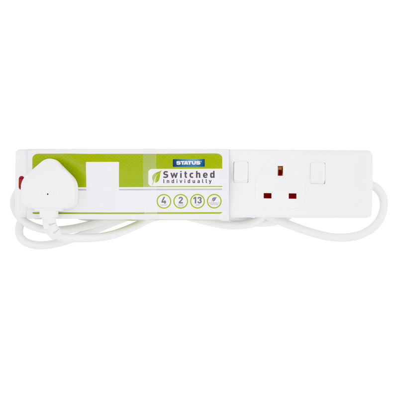 Status 4 socket switched extension lead 2m 13amp (British brand)
