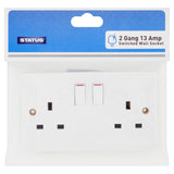 Status 2 gang 13 amp switched wall socket (British brand)
