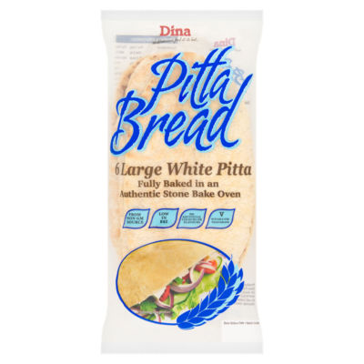 Dina large white pitta bread 6 pack - British product