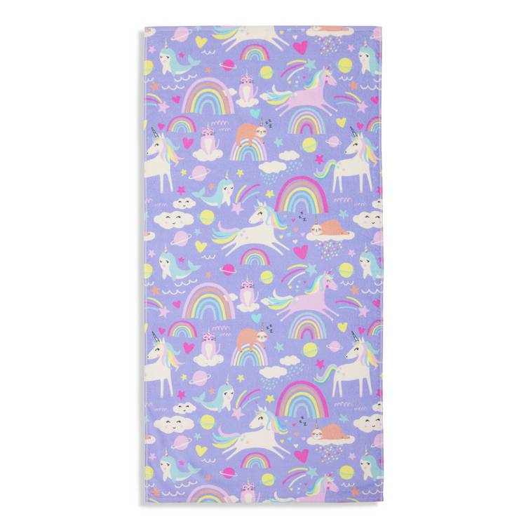 Argos Home unicorn print beach towel 140x70cm (British brand)